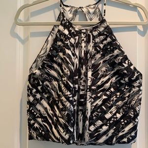 Parker Black & White Silk Crop Top- Small